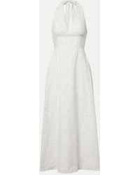 Posse - Salma Embroidered Halterneck Cotton Midi Dress - Lyst