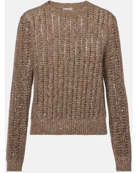 Brunello Cucinelli - Pullover Aus Strick Mit Pailletten - Lyst