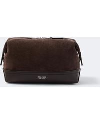 Tom Ford - Leather-Trimmed Suede Toiletry Bag - Lyst