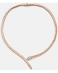 BVLGARI - Serpenti Viper 18Kt Rose Necklace With Diamonds - Lyst