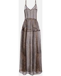 JACQUES WEI - Printed Semi-Sheer Silk Maxi Dress - Lyst