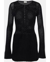 Saint Laurent - Wool-Blend Crochet Minidress - Lyst