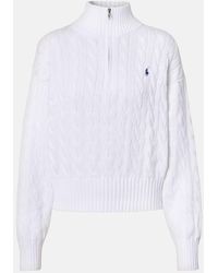 Polo Ralph Lauren - Logo Cable-Knit Cotton Half-Zip Sweater - Lyst