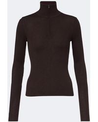 Frankie Shop - Sade Ribbed-Knit Wool And Silk Half-Zip Sweater - Lyst