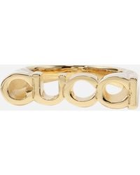 Gucci - Logo-script Antique Gold-toned Metal Ring - Lyst