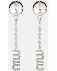 Miu Miu - Orecchini Con Logo E Cristalli - Lyst