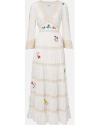 RIXO London - Regine Embroidered Tiered Cotton Maxi Dress - Lyst