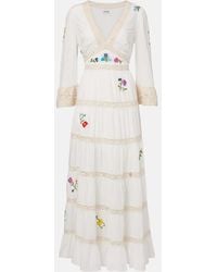 RIXO London - Vestido Largo Regine De Algodon Bordado - Lyst
