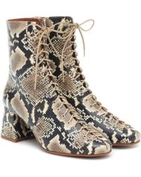BY FAR Becca Lace-up Leather Ankle Boots - Natural