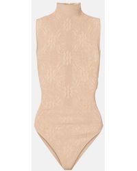 Victoria Beckham - Sheer High-Neck Lace Bodysuit - Lyst