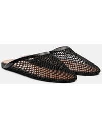 Alaïa - Patent Leather-Trimmed Fishnet Mules - Lyst