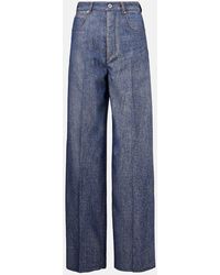Bottega Veneta - Trompe L'Oil Wool And Cotton Wide-Leg Pants - Lyst