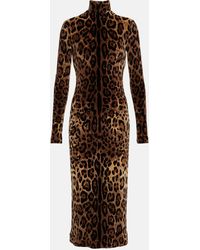 Dolce & Gabbana - Robe midi en jacquard a motif leopard - Lyst