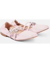 Roger Vivier - Crystal-Embellished Leather Mary Jane Flats - Lyst