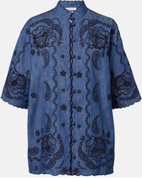 Zimmermann - Aster Embroidered Denim Shirt - Lyst