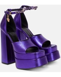 Versace - Medusa Aevitas Leather Platform Sandals - Lyst