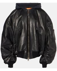 Balenciaga - Oversized Leather Bomber Jacket - Lyst