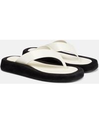 The Row - Ginza Two-tone Leather And Suede Platform Flip Flops - Lyst