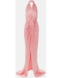 Costarellos - Joa Draped Metallic Georgette Gown - Lyst
