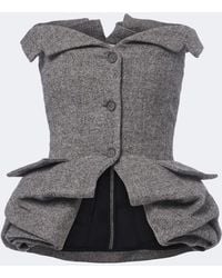 Magda Butrym - Herringbone Peplum Wool And Cashmere-Blend Top - Lyst