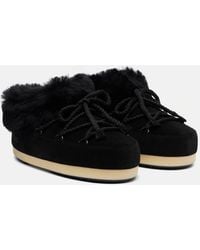 Moon Boot - Evx Shearling-Trimmed Suede Mules - Lyst