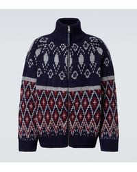Loewe - Wool Jacquard Zip-Up Sweater - Lyst