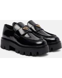 Prada - Plateau-Loafers Aus Leder - Lyst