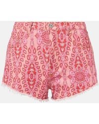 Etro - Printed Denim Shorts - Lyst