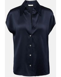 Vince - Ruched Silk Satin Blouse - Lyst