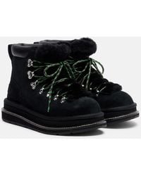 Sacai - X Ugg Suede And Shearling Hiking Boots - Lyst