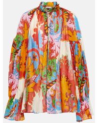 Etro - Printed Cotton And Silk Blouse - Lyst