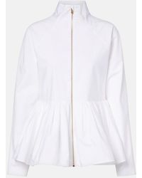 Alaïa - Peplum Cotton Poplin Jacket - Lyst