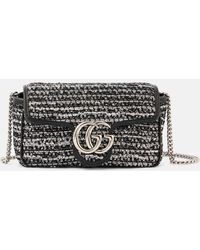 Gucci - Schultertasche Gg Marmont Mini Aus Tweed - Lyst