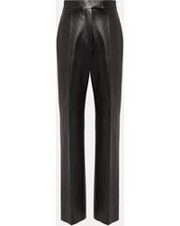 Alexander McQueen - High-rise Leather Straight Pants - Lyst