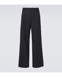 Saint Laurent - Pantalones Anchos De Lana De Tiro Alto - Lyst
