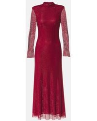Self-Portrait - Embellished Fishnet Midi Dress - Lyst