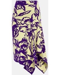 Dries Van Noten - Jacquard Floral Asymmetric Midi Skirt - Lyst