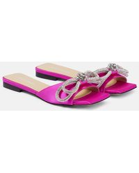 Mach & Mach - Double Bow Embellished Satin Mules - Lyst
