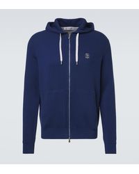 Brunello Cucinelli - Ribbed-Knit Cotton Zip-Up Hoodie - Lyst