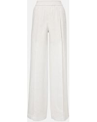 Brunello Cucinelli - Linen Wide-Leg Pants - Lyst