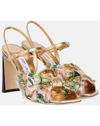 Jimmy Choo - Annika 95 Metallic Leather Sandals - Lyst