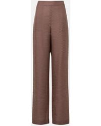 JOSEPH - Printed High-Rise Silk Straight Pants - Lyst