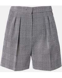 Max Mara - Prince Of Wales Check Wool Crepe Shorts - Lyst