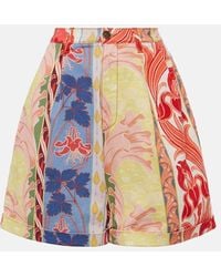 Etro - Printed Denim Shorts - Lyst