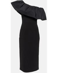 Rebecca Vallance - After Hours One-shoulder Taffeta-paneled Crepe Midi Dress - Lyst