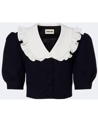 ShuShu/Tong - Cropped Ruffled Puff-Sleeve Wool Jacket - Lyst