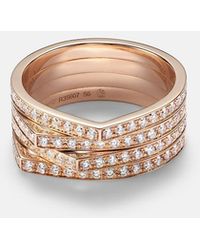 Repossi - Antifer 4 Rows 18Kt Rose Ring With Diamonds - Lyst