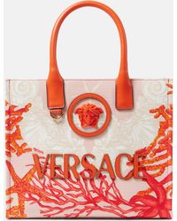 Versace - La Medusa Barocco Sea Small Canvas Tote Bag - Lyst