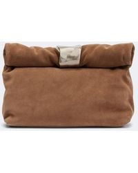 STAUD - Puff Small Suede Clutch - Lyst