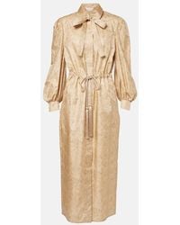 Max Mara - Ape Belted Silk Twill Maxi Dress - Lyst